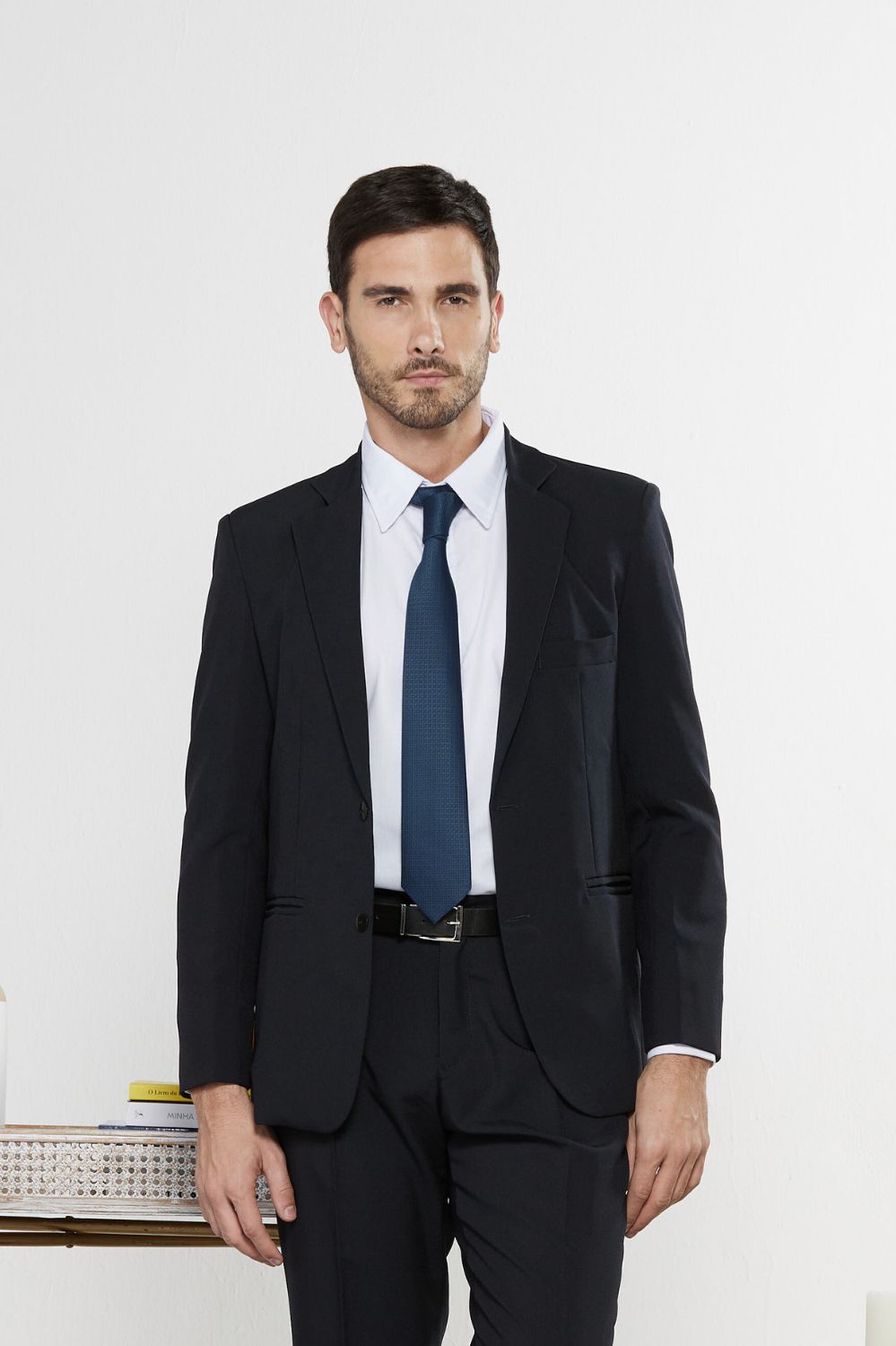 GRAVATA LONGA SIMPLES LISA-MARINHO