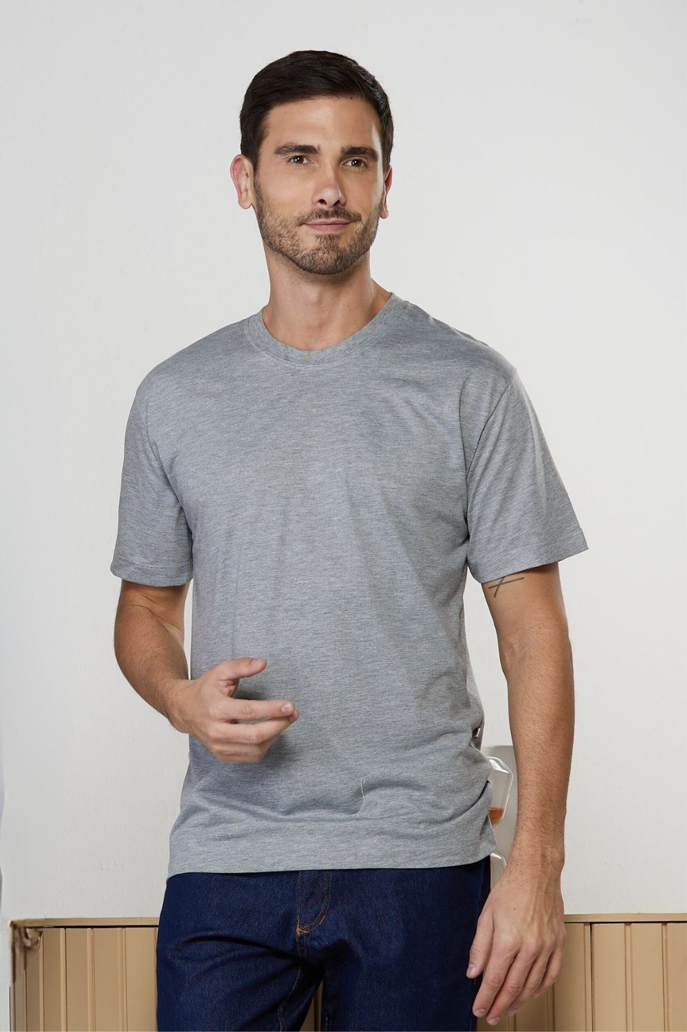 CAMISETA DR PV MC CORES-CINZA MESCLA 0200