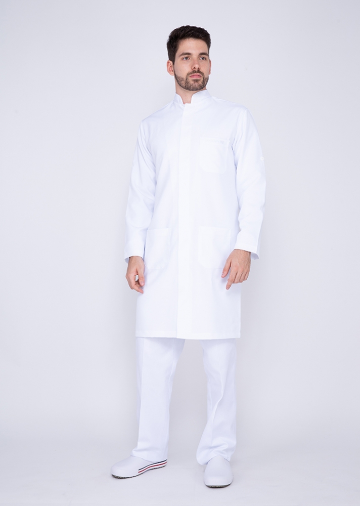 JALECO 3/4 MASC NUTRI OXFORD ML ANG-BRANCO