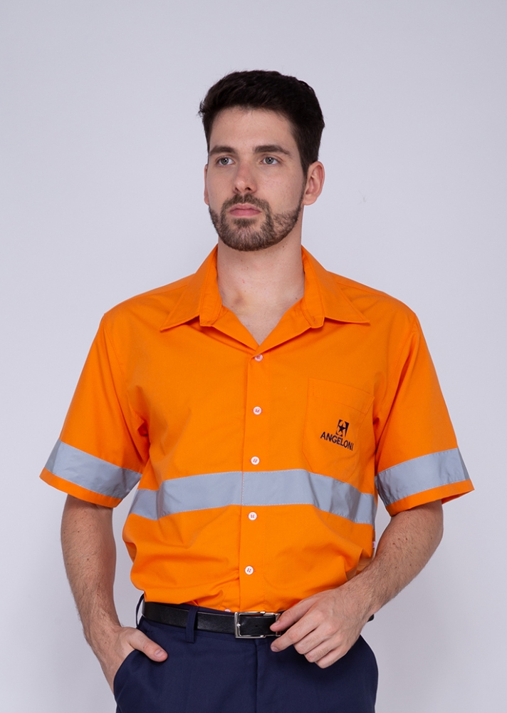 CAMISA ESTAC UNISSEX LARANJA MC ANG C/ FITA REFLETIVA-LARANJA E20