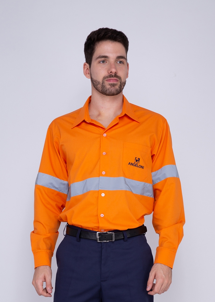 CAMISA ESTAC UNISSEX LARANJA ML ANG C/ FITA REFLETIVA-LARANJA E20