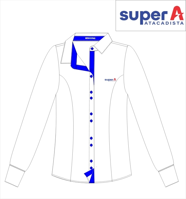 CAMISA FEM CASTANHA TRIC/MISTA ML SUPER A ATACADISTA ANGELONI-BCO/ROYAL 1213LISO