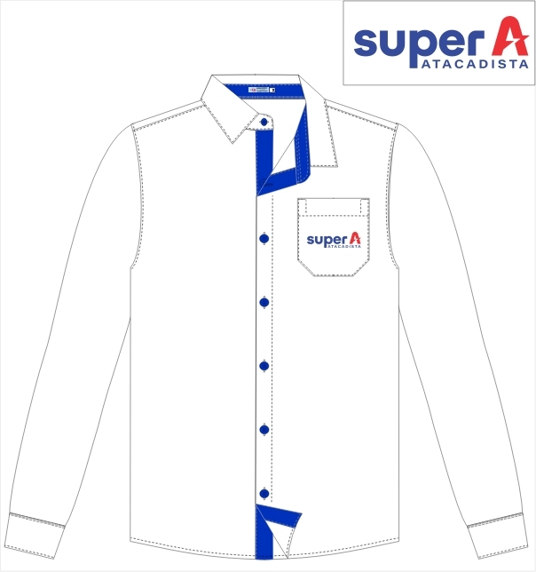 CAMISA SOCIAL CAST TRIC/MISTA ML SUPER A ATACADISTA ANGELONI-BCO/ROYAL 1213LISO