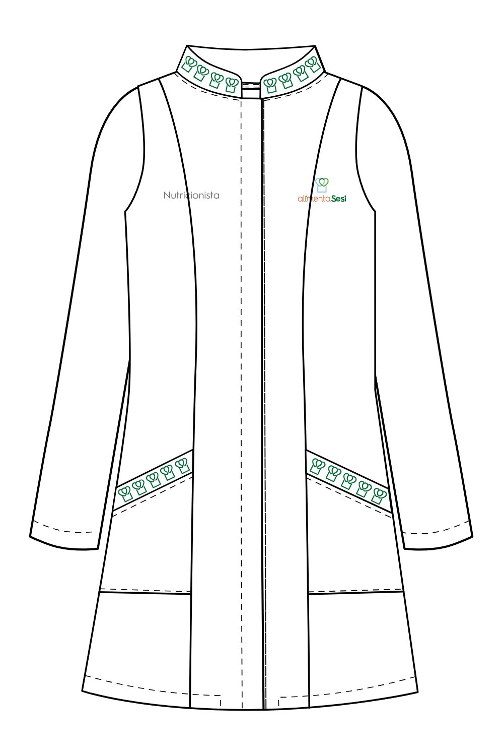 JALECO 3/4 PADRE FEM OXF ML NUTRI SESI-BRANCO