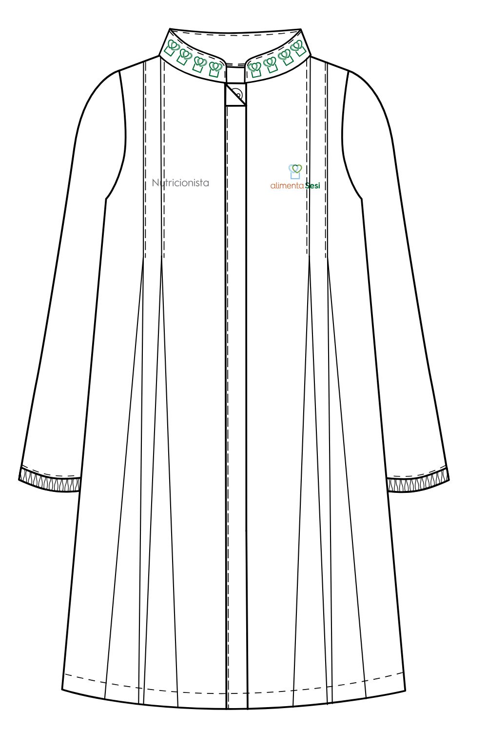 JALECO 3/4 PADRE GEST OXF ML NUTRI SESI-BRANCO